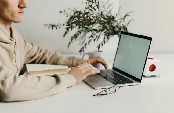 Student working on laptop